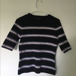 Half Arm Length Fitted Striped Shirt